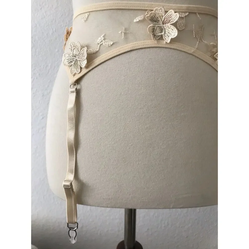 Lingerie Garter Belt Floral Embroidered Fairy Coquette Cottagecore Romantic